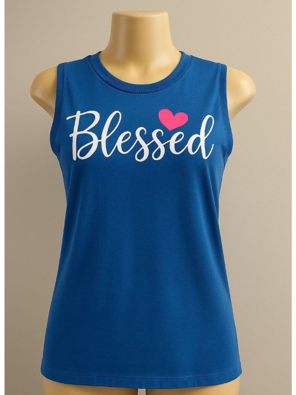 Positivitees Women's "Blessed" High Neck Sleeveless Tee Size Medium 8-10 NWT